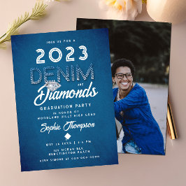 Denim Diamonds Photo Modern Chic Studentfest Inbjudningar
