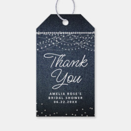 Denim Diamonds Rustic Ljus Script Tack Presentetikett