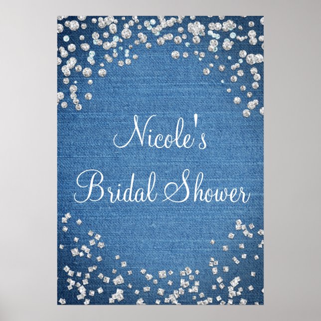 Denim & Diamonds Scattered Bling Poster banderoll (Framsidan)