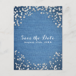 Denim & Diamonds spridd glitter Spara datum Meddelande Vykort