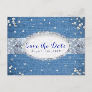 Denim & Diamonds spridd glitter Spara datum Meddelande Vykort