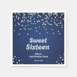 Denim & Diamonds Sweet sixteen 16:e födelsedagen Pappersservett