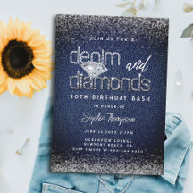 Denim Diamonds Typography Chic 30års födelsedag Pa