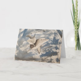 Denim Dolphins Blank Greeting Card Kort