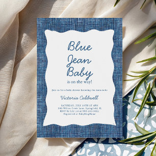 Denim En Blå Jean Bebis Shower Inbjudningar