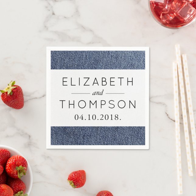 Denim Fabric, Denim Struktur, Blue Denim, Bröllop Pappersservett (Insitu)