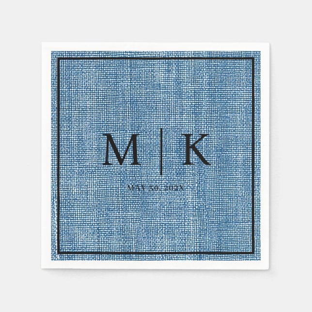Denim Fabric Light Blue | Bröllop Napkins Pappersservett (Framsidan)