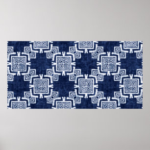 Denim färgad, etnisk, sömlös mönster poster