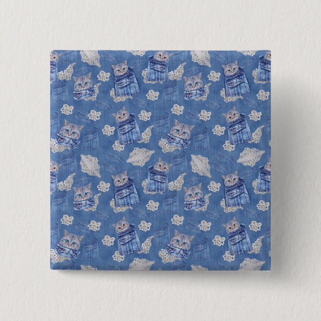 Denim ficka Jeans, Kittens och Snöre Knapp (Framsida)