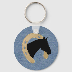 Denim & hästsko KEYCHAIN Nyckelring