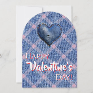 Denim Heart Valentine's Day Plaid Friendship  Inbjudningar