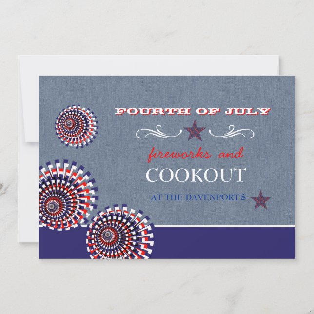 Denim Helgdag-inbjudan Inbjudningar (Framsida)