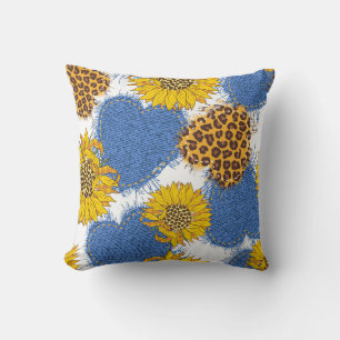 Denim-hjärtan av tyg med torn kant och län kudde