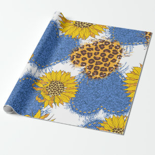 Denim-hjärtan av tyg med torn kant och län presentpapper