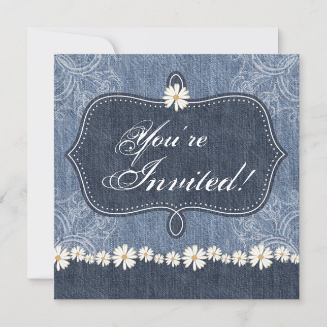 Denim in Daisys Wedding Westernare Inbjudningar (Framsida)