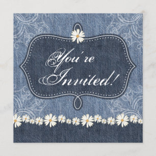 Denim in Daisys Wedding Westernare Inbjudningar