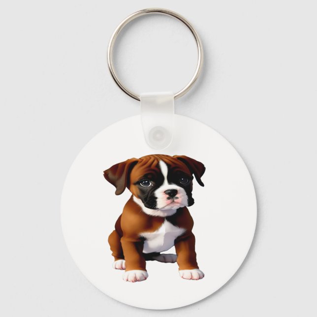 Denim Jacka Boxer Hund Nyckelring (Framsida)