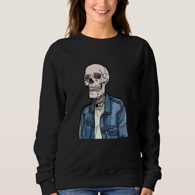 Denim Jacka Vintage Skull T Shirt (Framsida)