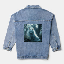 Denim Jacka vit katt på baksidan