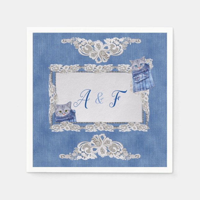 Denim Jean fickor,Kittlingar och spets Pappersservett (Framsidan)