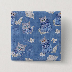 Denim Jean poies, Kittens och Snöre Knapp