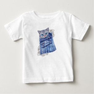 Denim Jean poies, Kittens och Snöre T Shirt