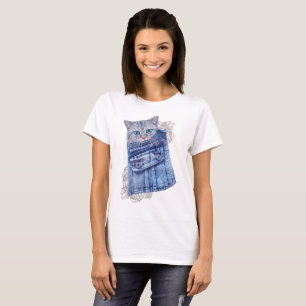 Denim Jean poies, Kittens och Snöre T Shirt