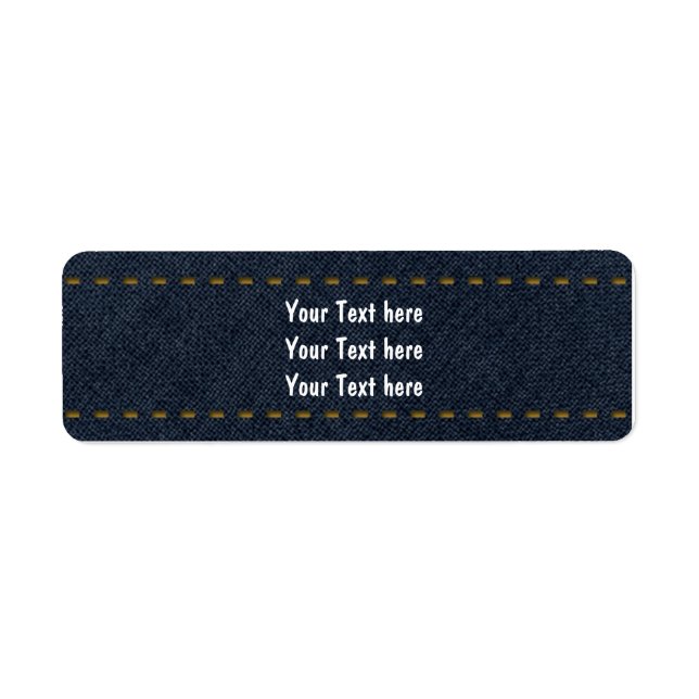 Denim Jean Stitched Card Party Adressetiketter Returadress Etikett (Framsidan)