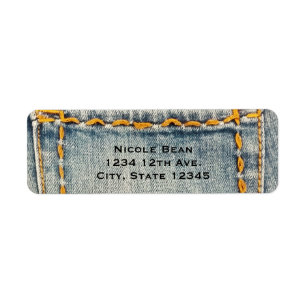 Denim Jean Sydd Fick Anpassad Inbjudan Returadress Etikett