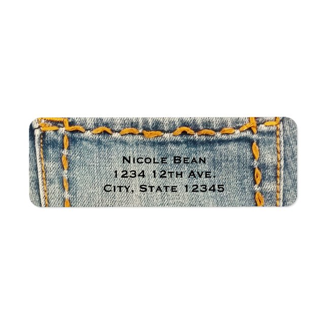 Denim Jean Sydd Fick Anpassad Inbjudan Returadress Etikett (Framsidan)