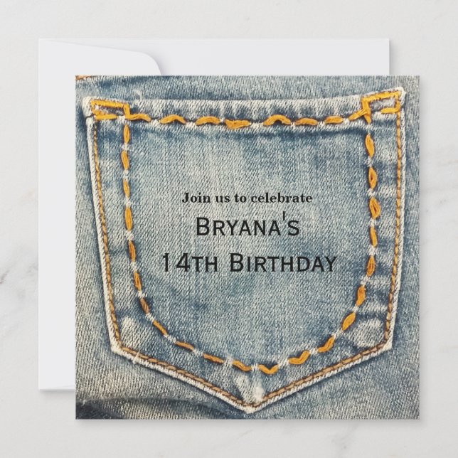 Denim Jean Sydd Födelsedagsfest Inbjudningar (Framsida)