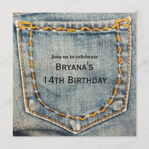 Denim Jean Sydd Födelsedagsfest Inbjudningar