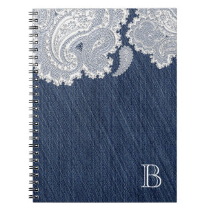 Denim Jean & White Snöre Elegant Möhippa Bröllop Anteckningsbok
