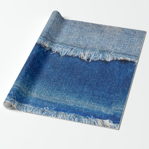 Denim jeans bakgrund. Rippat denim-tyg med b Presentpapper