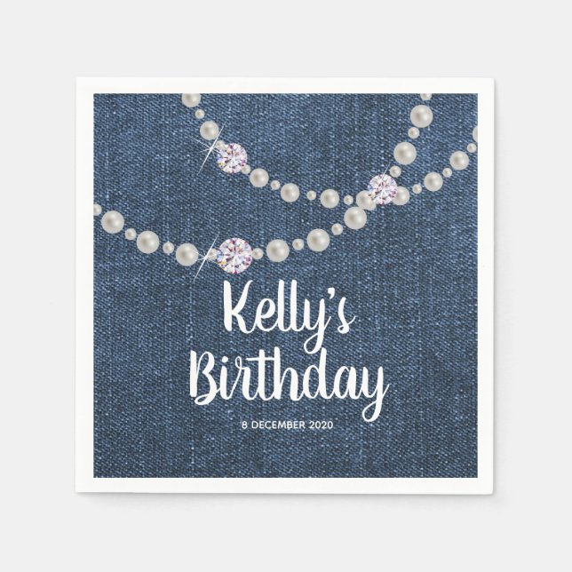 Denim, jeans Cocktail Papper Napkins Pappersservett (Framsidan)