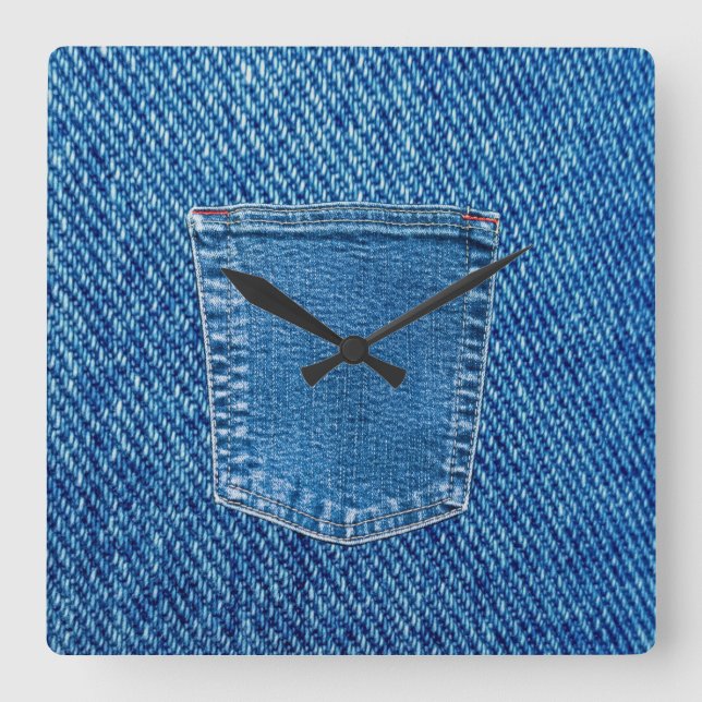 Denim Jeans Pocket Westernare väggklocka (Framsida)