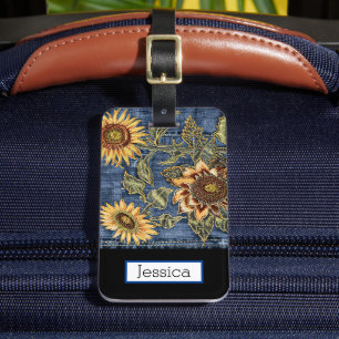 Denim Jeans Sunblomma Bagagebricka