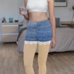 Denim Kort Leggings Snöre<br><div class="desc">Den här designen har skapats med digitalteknik. Det kan vara personlig genom att klicka på anpassningsknappen och ändra färg, lägga till namn, initialer eller ord. Kontakta mig på colorflowcreations@gmail.com om du vill ha denna design på en annan produkt. Köp min ursprungliga abstrakt-akrylmålning för försäljning på www.etsy.com/shop/colorflowart. Se fler av mina...</div>