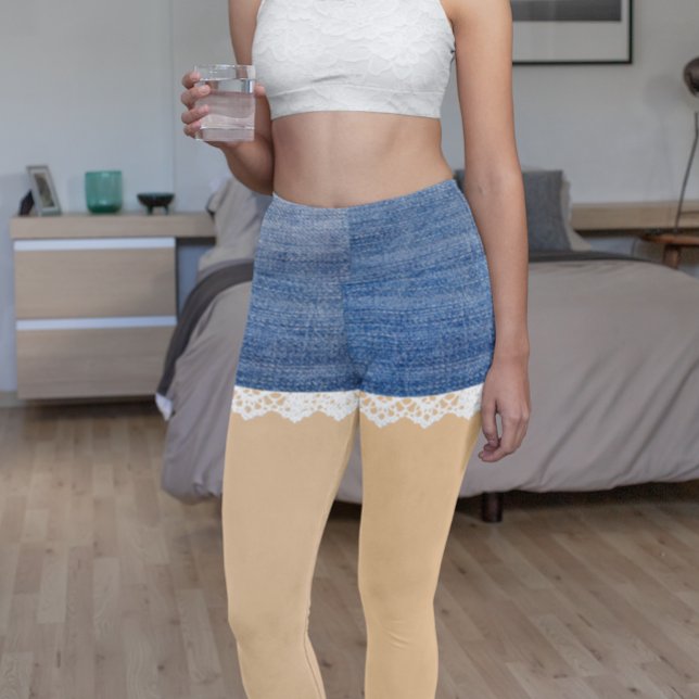 Denim Kort Leggings Snöre (Skapare uppladdad)