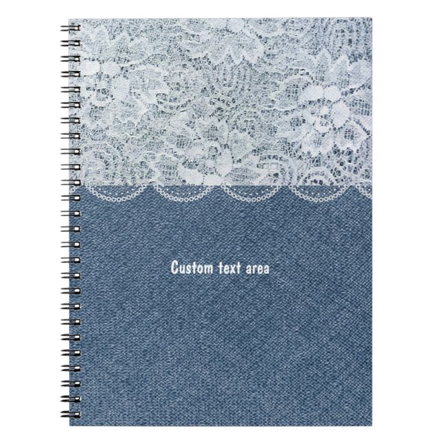 Denim & Lace Personlig Rustik Journal Notebook Anteckningsbok (Framsidan)