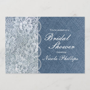 Denim & Lace Rustik Bröllopsdusch Inbjudan