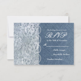 Denim & Lace Rustik Romantisk Bröllop RSVP-kort OSA Kort
