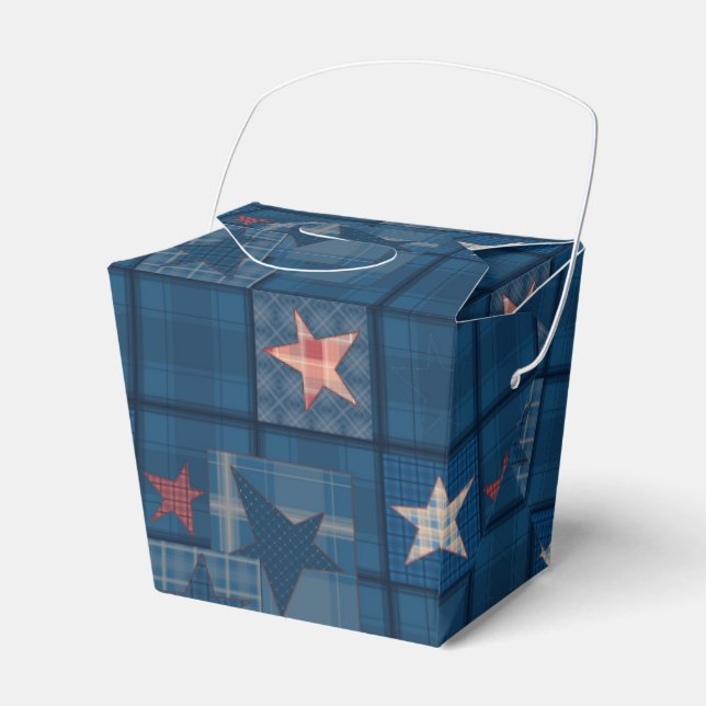 Denim lappchwork presentaskar (Framsidan Sidan)