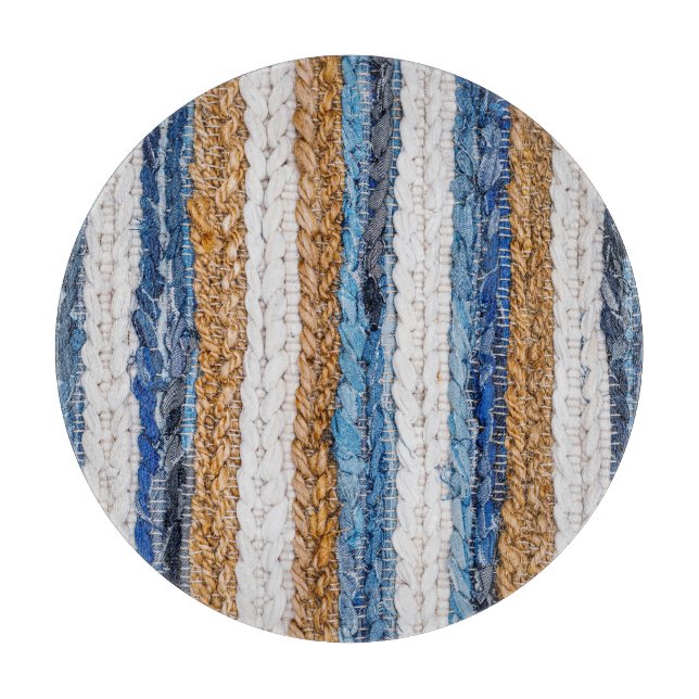 Denim lappverk: Återvunna jeans matta. (Framsidan)