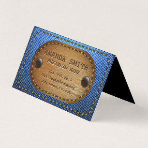 Denim Leather Stitched Background Visitkort