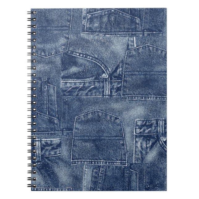 Denim material i en fickficka mönster. anteckningsbok (Framsidan)