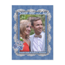 Denim med Cream Flower Snöre och Kitten