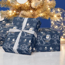 Denim Mode Jul Santa Mönster Presentpapper