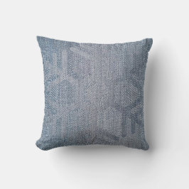 Denim Mode Snöflingor Blue Kudde