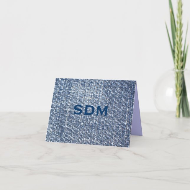 Denim Monogram Anteckningskort (Framsida)
